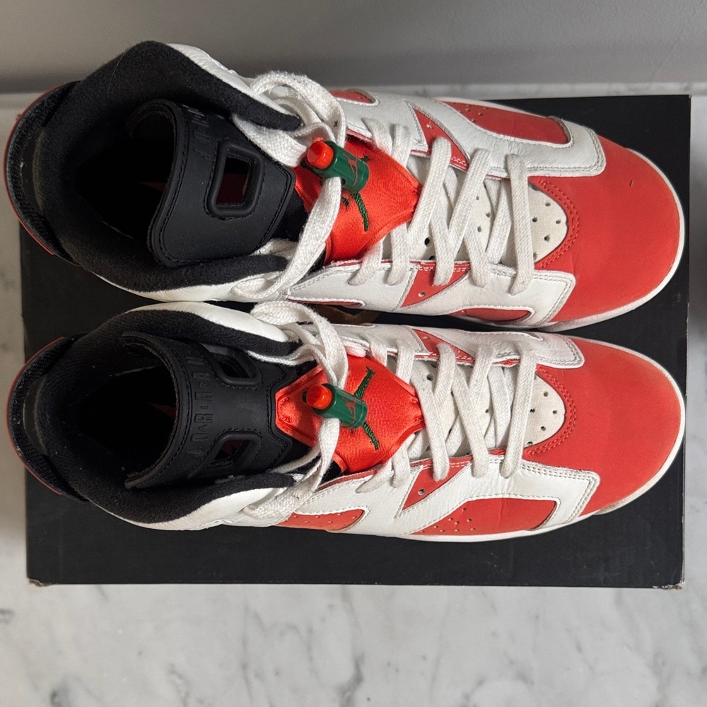 Air Jordan 6 Retro BG Kids Sneakers - Orange and White 7Y - Picture 5 of 13